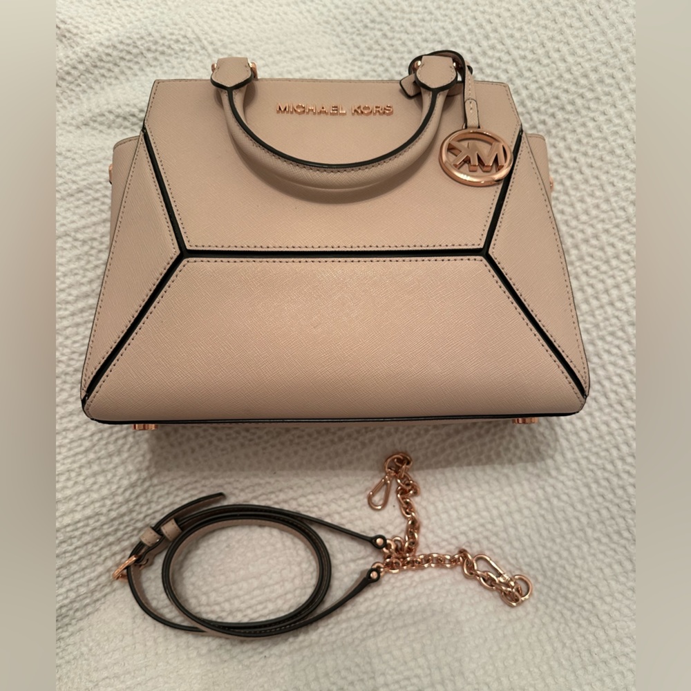 Michael kors cream pink prism crossbody/hand bag